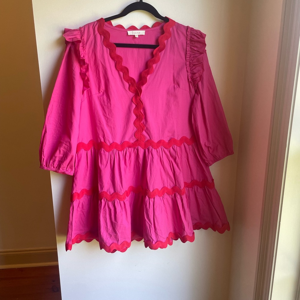 Tiered Pink and Red Spring Mini dress